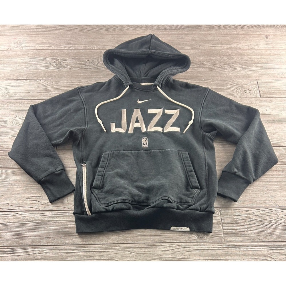 Nike Engineered NBA Authentics Utah Jazz Black Hoodie Side Zipper Mens Small